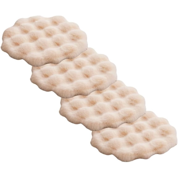 Round Faux Rabbit Fur Pet Bed Cushion, 16 inches, Cat Tree Tower Replacement Pad, 4-Pack (Beige)
