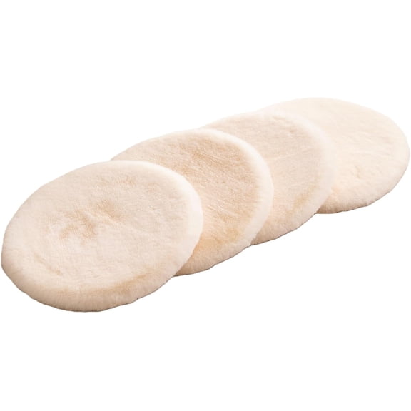 Round Faux Rabbit Fur Pet Bed Kneading Cushion, 16 inches, Cat Tree Tower Replacement Pad, 4-Pack (White)