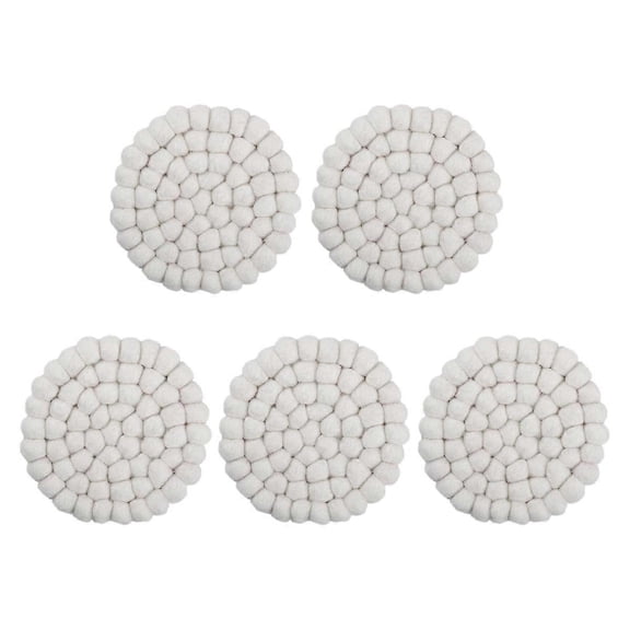 Round Felt Ball Coasters Merino Wool Table Runner - Felt Coasters, Absorbent Bowl for Drinks Multicolor Set of 5