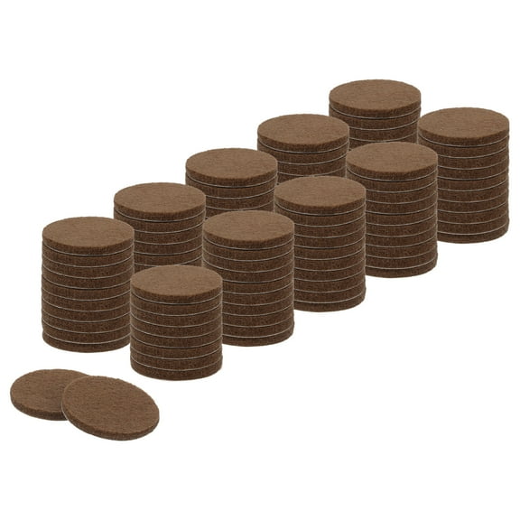 Round Felt Furniture Pads, 100Pack 1" Dia x 0.12" Thick Adhesive Backed Felt Non-slip Anti-scratch Felt Pads Chair Leg Protectors for Protecting Hardwood Floor, Brown