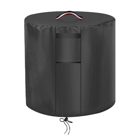 Round Fire Column Cover, Heavy Duty Waterproof Outdoor Cover for Fire Bowl and Patio Fire Table, Fire Feature Protector for Backyard, Porch, Deck, and Camping Gear, 24.02x26.77x0.39 Inch