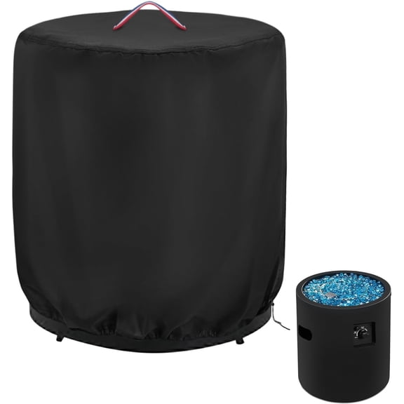 Round Fire Pit Cover,24 Inch 600D Outdoor Fire Column Cover For 23 Inch Cylinder Firepit, Patio Fireplace Cover - 24"D x 27"H