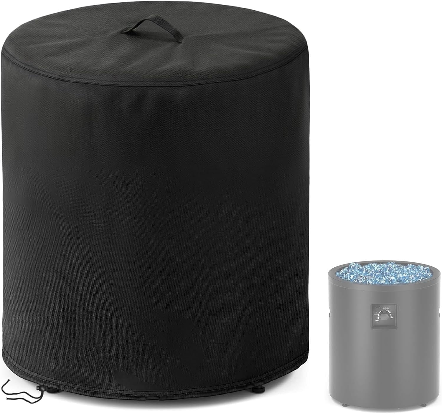 Round Fire Pit Cover 30Dx25H Waterproof Outdoor Gas Firepit Table Cover for BALI OUTDOORS Propane Fire Pit Column