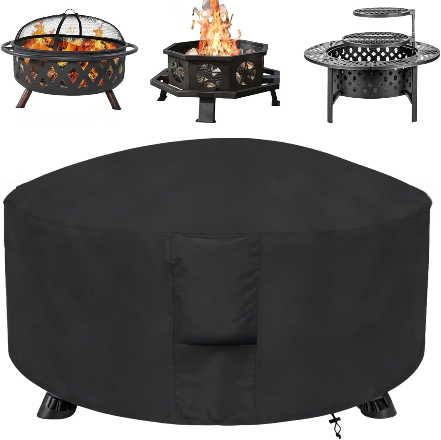 Round Fire Pit Cover 30Dx25H Waterproof Outdoor Gas Firepit Table Cover for BALI OUTDOORS Propane Fire Pit Column