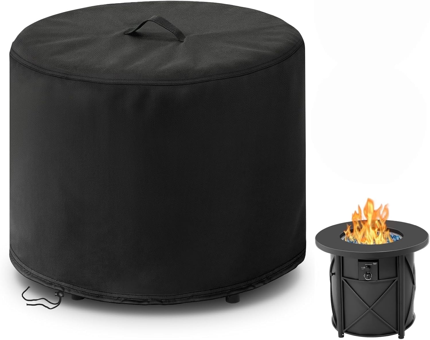 Round Fire Pit Cover 30Dx25H Waterproof Outdoor Gas Firepit Table Cover for BALI OUTDOORS Propane Fire Pit Column