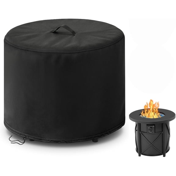 Round Fire Pit Cover 30Dx25H Waterproof Outdoor Gas Firepit Table Cover for BALI OUTDOORS Propane Fire Pit Column