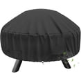 thumbnail image 1 of Round Fire Pit Cover for 22-32 Inch Fire Pit - Waterproof and Windproof, with Straps and Built-in Vents, 32 Dia x 13.5 H, Black, 1 of 7