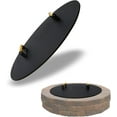 thumbnail image 1 of Round Fire Pit Lid - 28 inch fire pit cover Metal with Wooden Handles - Fits for Bonfire Pits or Propane Fire Pit Fire Tables, 1 of 8