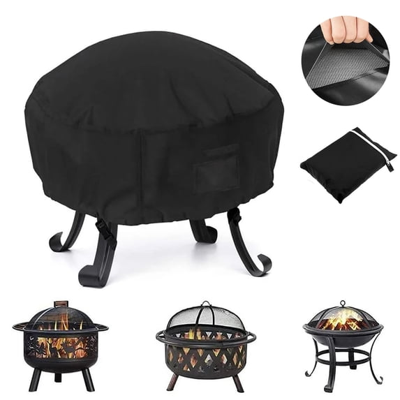 Fireplace Cover, AYAMAYA Waterproof & UV Resistant Round Fire Pit Cover with Drawstring & Vent for Outdoor Patio (30.3"Dx22.8"H)