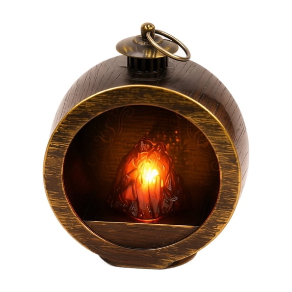 Round Fireplace Light 3.82in Faux Flame Figurine Tabletop Wall Mount for Indoor Outdoor Desktop Decor Housewarming Holiday Home Decoration Gold