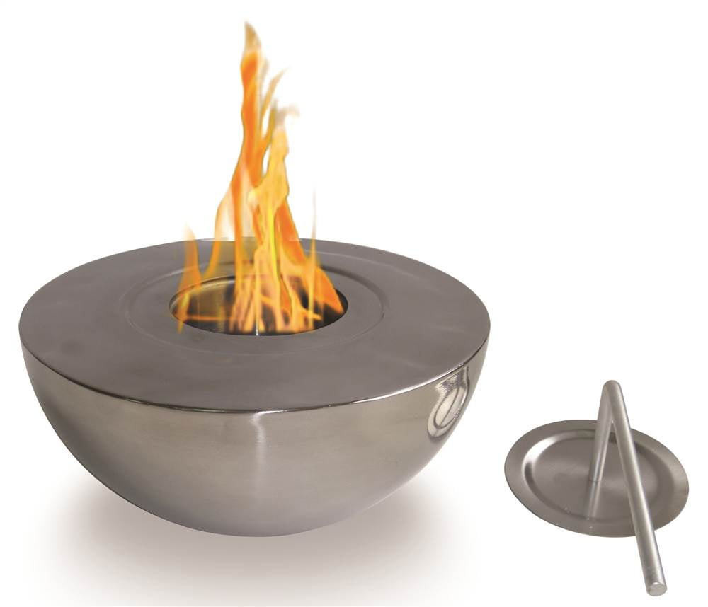 Round Fireplace in Polished Stainless Steel Finish