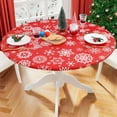 thumbnail image 1 of Round Fitted Christmas Tablecloth with Elastic Edge, 100% Waterproof Oil Proof Table Cover, Vinyl Flannel Backed Tablecloth Fits 36"-44" Round Tables for Christmas Dinner, 1 of 4