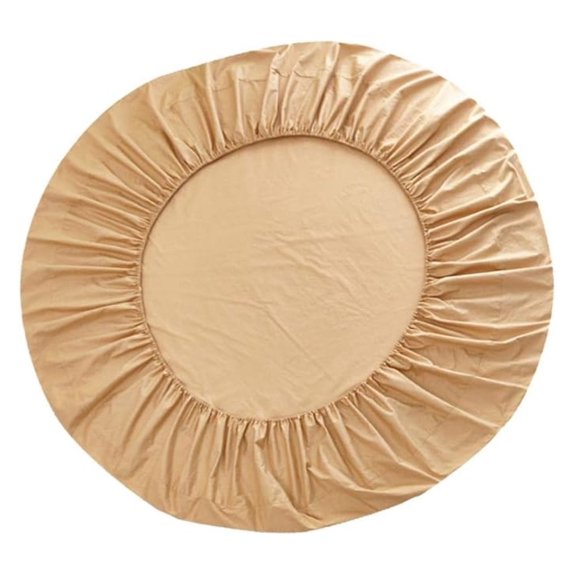 Round Fitted Sheet 200cm, 100% Cotton Elastic Bed Cover - Hotel Quality, Soft & Durable, Solid Color - for Round Beds