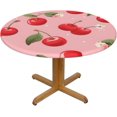 thumbnail image 1 of Round Fitted Table Cloth Cherry Elastic Tablecloth for Round Tables, Fruit Flower Floral Waterproof Table Cover Indoor Outdoor Fits 36"-44", 1 of 6