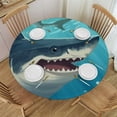 thumbnail image 1 of Round Fitted Table Cloth Sea Whale Shark Elastic Tablecloth for Round Tables, Ocean Dolphin Waterproof, 1 of 8