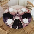 thumbnail image 1 of Round Fitted Table Cloth Sugar Skull Lily Elastic Tablecloth for Round Tables, Skeleton Floral Waterproof Table Cover, 1 of 8