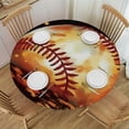 thumbnail image 1 of Round Fitted Table Cloth Watercolor Baseball Elastic Tablecloth for Round Tables,, 1 of 8