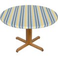 thumbnail image 1 of Round Fitted Tablecloth 44 Inch, Blue Yellow Provence Style Stripe Circle Tablecloth Durable Tabletop Covers Farmhouse Tablecloth for Dining, Party, Buffet, Wedding, 1 of 8