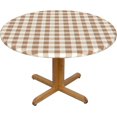 thumbnail image 1 of Round Fitted Tablecloth 44 Inch, Brown White Plaid Fitted Round Table Cover Fitted Table Clothes Breathable Table Cloth Kitchen Tablecover for Dining, Party, Buffet, Wedding, 1 of 8