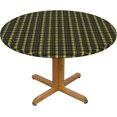 thumbnail image 1 of Round Fitted Tablecloth 44 Inch, Christmas Green Yellow Tartan Plaid Round Fitted Tablecloth Fitted Tablecloth Stain Resistant Table Cloth Kitchen Tablecloths for Picnic, Indoor Outdoor, 1 of 8