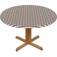thumbnail image 1 of Round Fitted Tablecloth 44 Inch, Christmas Red Green Gingham Round Fitted Tablecloth Elastic Fitted Tablecloth Waterproof Tabletop Cover Holiday Tablecloth for Dining, Party, Buffet, Wedding, 1 of 8