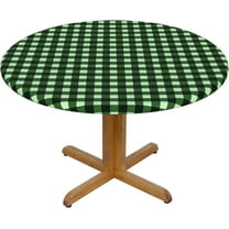 Round Fitted Tablecloth 44 Inch, Classic Green Buffalo Plaid Round Fitted Tablecloth Elastic Stretch Tablecloth Water Resistant Table Cloth Polyester Table Cloth for Picnic, Indoor Outdoor