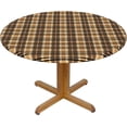 thumbnail image 1 of Round Fitted Tablecloth 44 Inch, Gold Brown Tartan Check Plaid Fitted Round Tablecloth Fitted Table Cloth Water Resistant Table Cloth Decorative Fabric Table Cover for Party, Wedding, Cocktail, 1 of 8