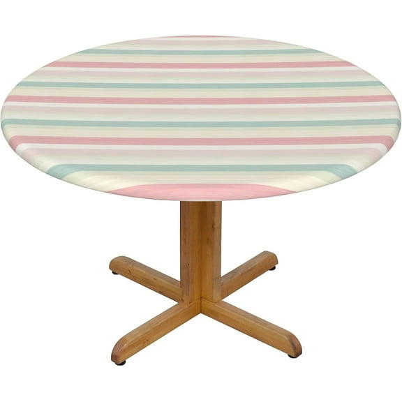 Round Fitted Tablecloth 44 Inch, Pastel Colors Texture Circle Tablecloth Spillproof Soil Resistant Table Top Cover Cloth Table Cover for Dining, Party, Buffet, Wedding
