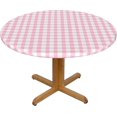thumbnail image 1 of Round Fitted Tablecloth 44 Inch, Pink Buffalo Plaid Elastic Tablecloth for Round Tables Elastic Fitted Tablecloth Wipeable Tabletop Cover Table Topper for Dining, Party, Buffet, Wedding, 1 of 8