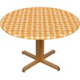 thumbnail image 1 of Round Fitted Tablecloth 44 Inch, Watercolor Orange Checkered Elastic Tablecloth for Round Tables Tablecloth Fitted Stain Resistant Tabletop Covers Farmhouse Table Cover for Dining, Parties, Camping, 1 of 8