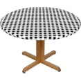 thumbnail image 1 of Round Fitted Tablecloth 44 Inch, White Buffalo Plaid Elastic Fitted Round Table Cover Tablecloth Fitted Water and Stain Resistant Table Cloths Fabric Tablecloth for Buffet Table, Holiday Dinner, 1 of 8