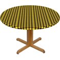 thumbnail image 1 of Round Fitted Tablecloth 44 Inch, Yellow Black Scottish Plaid Round Fitted Tablecolth Elastic Fitted Tablecloth Durable Table Cloth Fabric Table Cover for Kitchen Dinning Tabletop Outdoor, 1 of 8