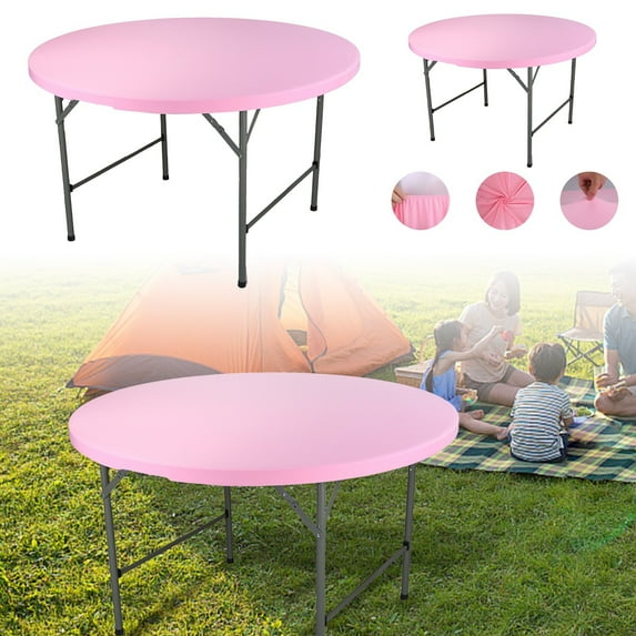 Round Fitted Tablecloth 47.24 Inch Stretch Polyester Table Cover Washable Elastic Table Topper for Indoor Outdoor Dining Picnic Patio Party Decor