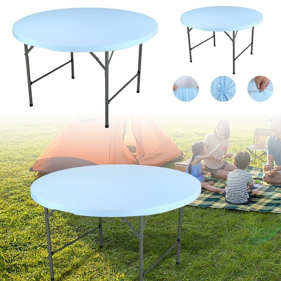 Round Fitted Tablecloth 47.24 Inch Stretch Polyester Table Cover Washable Elastic Table Topper for Indoor Outdoor Dining Picnic Patio Party Decor