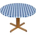 thumbnail image 1 of Round Fitted Tablecloth 52 Inch, Blue Jeans Gingham Fitted Round Table Cover Fitted Table Cover Wipeable Table Covers Kitchen Tablecloths for Restaurant, Picnic, Indoor and Outdoor Dining, 1 of 8
