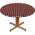 thumbnail image 1 of Round Fitted Tablecloth 52 Inch, Line Stripes Check Fitted Round Table Cover Elastic Stretch Tablecloth Heat Resistant Table Cloths Holiday Table Cover for Restaurant, Picnic, Indoor Outdoor, 1 of 8