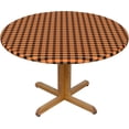 thumbnail image 1 of Round Fitted Tablecloth 52 Inch, Orange Black Plaid Fitted Tablecloth Round Fitted Table Cover Durable Tabletop Covers Table Topper for Buffet Table, Parties, Holiday Dinner, Wedding, 1 of 8