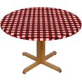 thumbnail image 1 of Round Fitted Tablecloth 52 Inch, Watercolor Red Black Gingham Plaid Fitted Tablecloth Round Elastic Fitted Table Covers Stain Resistant Tablecloths Table Protector for Dining Table, Buffet Parties, 1 of 8