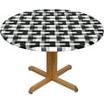 thumbnail image 1 of Round Fitted Tablecloth 52 Inch, White Buffalo Plaid Fitted Round Tablecloth Fitted Table Cloth Wipeable Tabletop Cover Wipe Clean Table Cover for Dining Table, Buffet Parties and Camping, 1 of 8