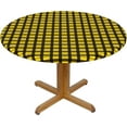 thumbnail image 1 of Round Fitted Tablecloth 52 Inch, Yellow Black Scottish Plaid Round Fitted Tablecolth Fitted Table Cover Water Resistant Tabletop Covers Fabric Table Cover for Dining Table, Buffet Parties and Camping, 1 of 8