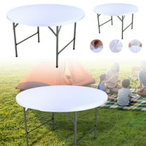 Round Fitted Tablecloth 60 Inch Stretch Polyester Table Cover Washable Elastic Table Topper for Indoor Outdoor Dining Picnic Patio Party Decor