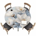 thumbnail image 1 of Round Fitted Tablecloth,Classic Flower Magnolia Circle Table Cover Waterproof Table Cloth with Elastic Edge,Blue Gradient Outdoor Tablecloths for Kitchen Picnic 55-60in, 1 of 9