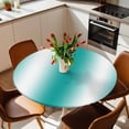thumbnail image 1 of Round Fitted Tablecloth,Classic Turquoise White Line Circle Table Cover Waterproof Table Cloth with Elastic Edge,Abstract Geometric Stripe Outdoor Tablecloths for Kitchen Picnic 36-44in, 1 of 9