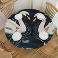 thumbnail image 1 of Round Fitted Tablecloth Cute Love Hearts Swan Birds Table Cloth with Elastic Edged Waterproof Wipeable Round Table Cover for Patio Parties Outdoor Decor, 1 of 7