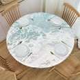 thumbnail image 1 of Round Fitted Tablecloth with Elastic Blue Beach Round Outdoor Tablecloths Fitted Table Covers for Round Tables Waterproof Reusable Vinyl Table Cloth for Indoor and Outdoor 62"-68", 1 of 7