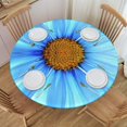 thumbnail image 1 of Round Fitted Tablecloth with Elastic Blue Daisy Bright Flowers Round Outdoor Tablecloths Fitted Table Covers for Round Tables Waterproof Reusable Vinyl Table Cloth for Indoor and Outdoor 62"-68", 1 of 7