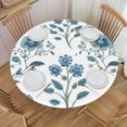 thumbnail image 1 of Round Fitted Tablecloth with Elastic Blue Green and White Mughal Flower Fitted Table Covers for Round Tables Waterproof Reusable Vinyl Table Cloth for Indoor and Outdoor 40"-48" ,24ju22ccC07, 1 of 7