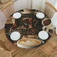 thumbnail image 1 of Round Fitted Tablecloth with Elastic Coffee Collage Fitted Table Covers for Round Tables Waterproof Reusable Vinyl Table Cloth for Indoor and Outdoor 40"-48" ,24ju26caA145, 1 of 7