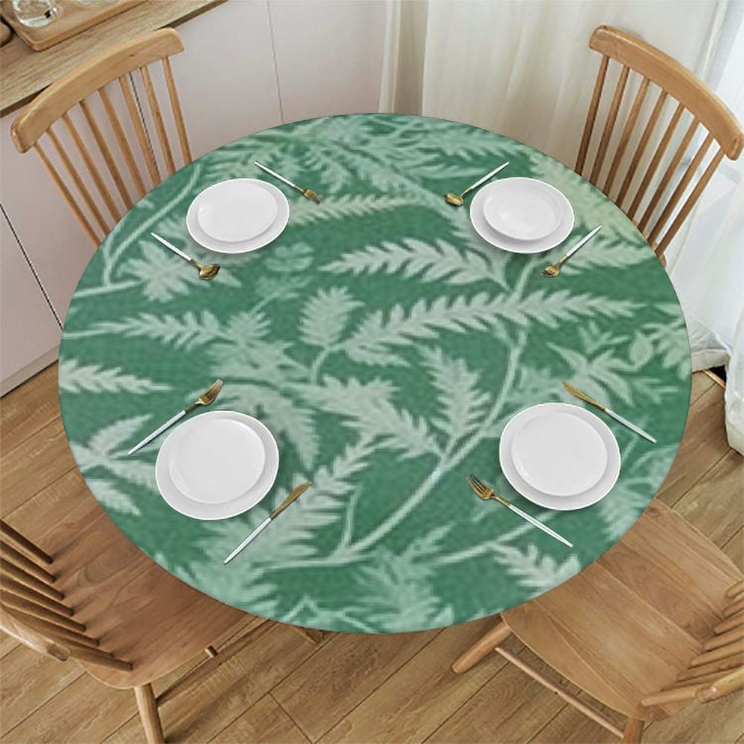 Round Fitted Tablecloth with Elastic Edge, 100 Waterproof Oil Proof