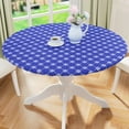 thumbnail image 1 of Round Fitted Tablecloth with Elastic Edge, 100% Waterproof Oil Proof Plastic Table Cover, Vinyl Flannel Backed Tablecloth Fits 36"-44" Round Tables for Dinner, Outdoor, Picnic, Medium Blue, 1 of 6